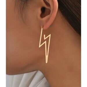 Women's Hollow Lightening Design Golden Stud Earrings NWT